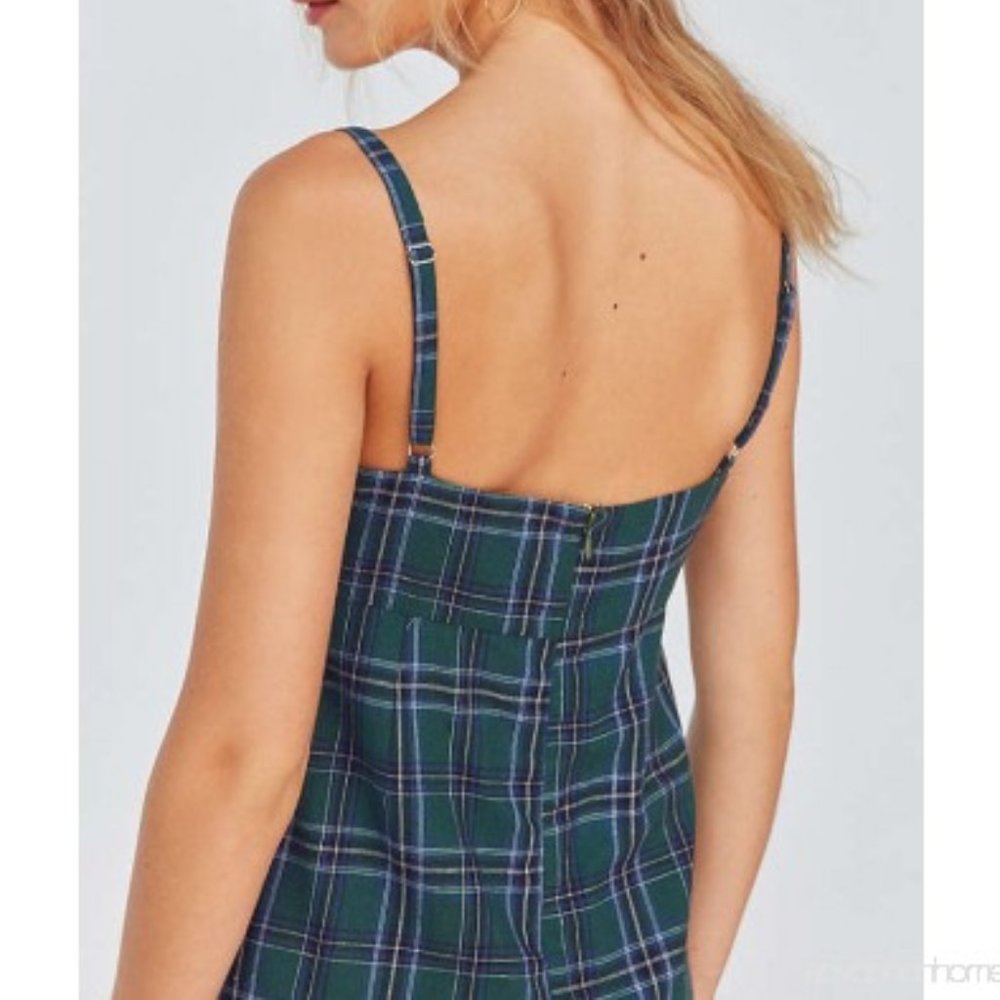 UO Straight Neck Green Plaid Mini Dress Sz.4 - Picture 13 of 13